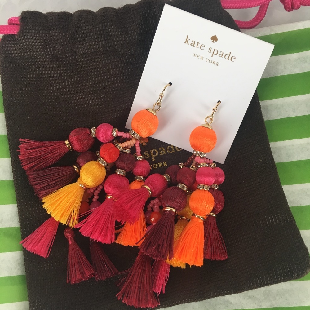 NEW Kate Spade Pretty Poms Tassel Earrings Red